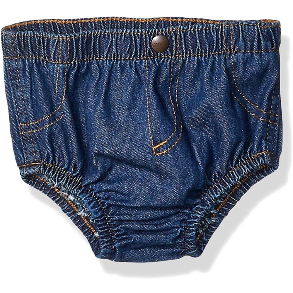 Wrangler baby denim blue Jean bloomers romper diaper cover bottoms pants new - Picture 2 of 2